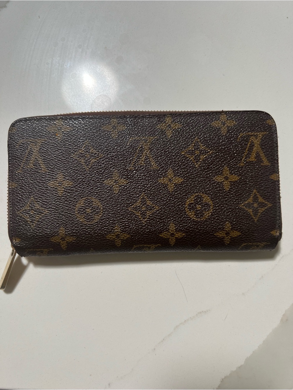 Louis Vuitton Monogram Zip Wallet in Brown and Gold